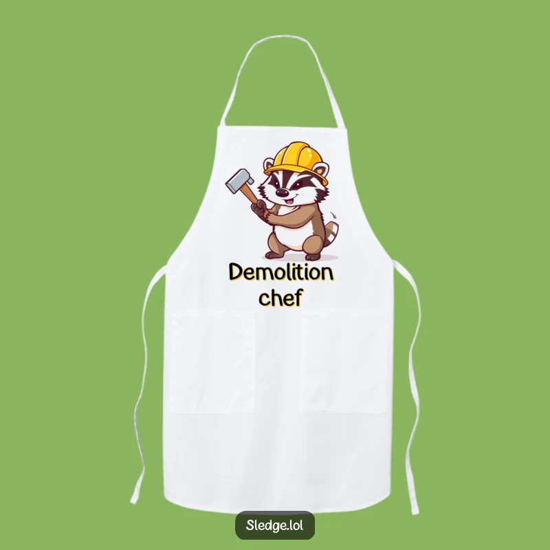 Funny Badger Apron: Demolish Dinner Duties with Sledgehammer Power - A Chef's Funny Gift