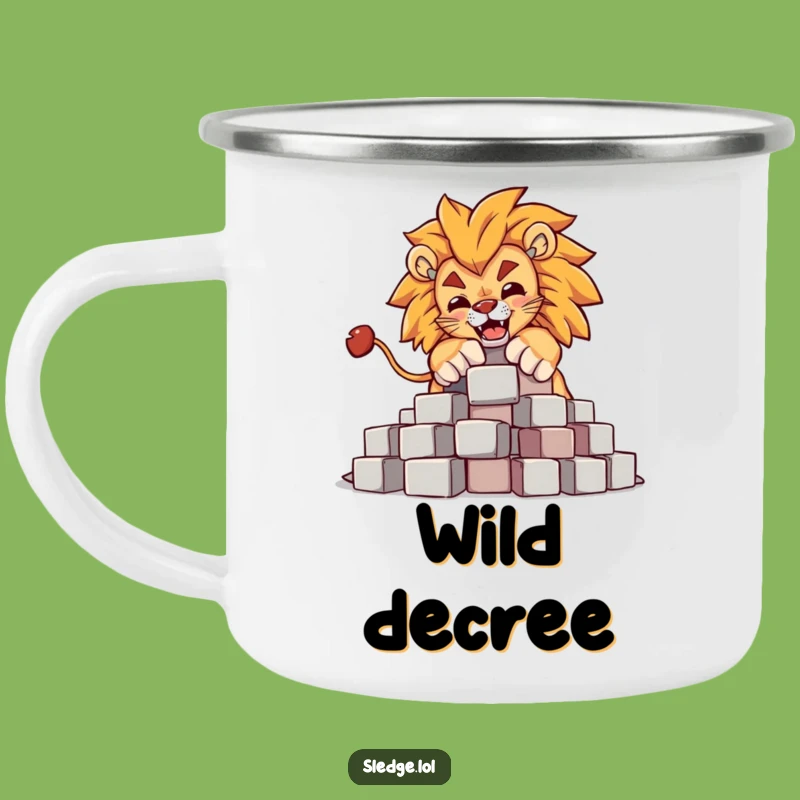 Funny Lion Blocks Camping Mug: Conquer Adventures with Hilarious Might