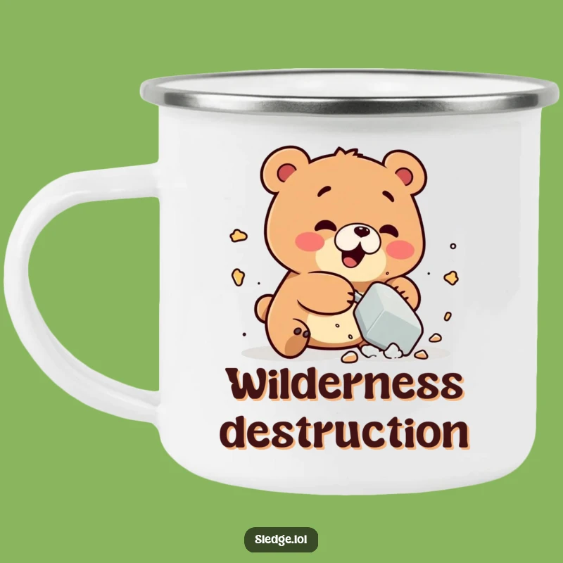 Funny Bear Smashing Camping Mug: Fuel Your Adventures with Playful Power