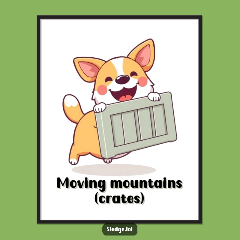 Funny Dog Digital Art Print: Excited Helper - Instant Funny Gift for Cheerful Walls