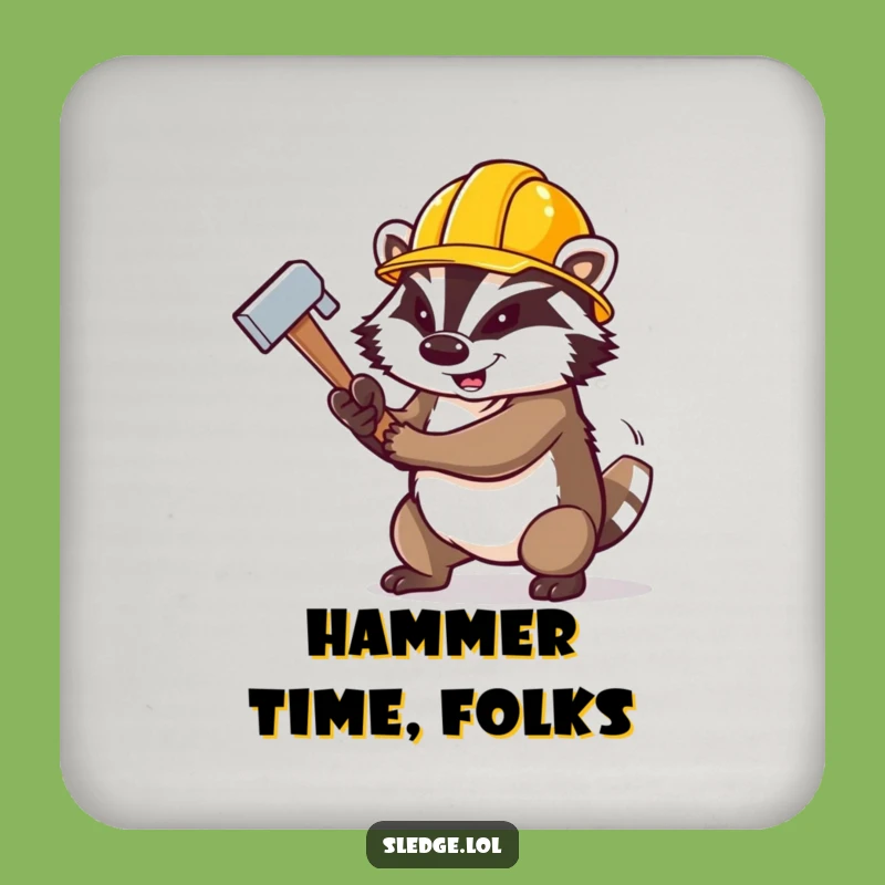 Funny Badger Drink Coaster: Protect Surfaces with Construction Humor - A Tough Funny Gift
