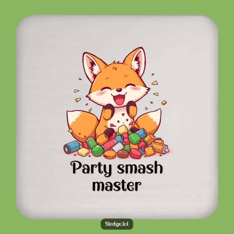 Funny Fox Drink Coaster: Protect Surfaces with Playful Smashing Style - A Fun Funny Gift