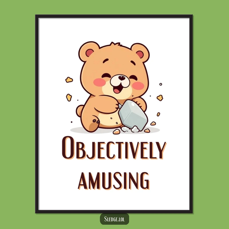 Funny Bear Smashing Poster: Add Playful Energy to Your Walls with Hilarious Art