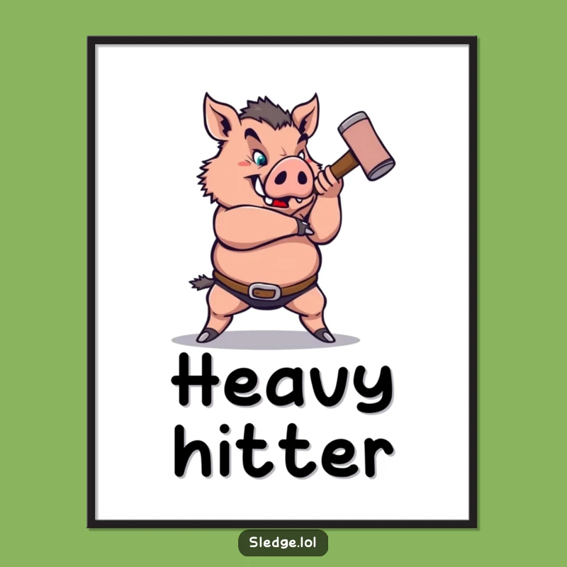 Funny Boar Sledgehammer Poster: Decorate with Power and Hilarious Impact