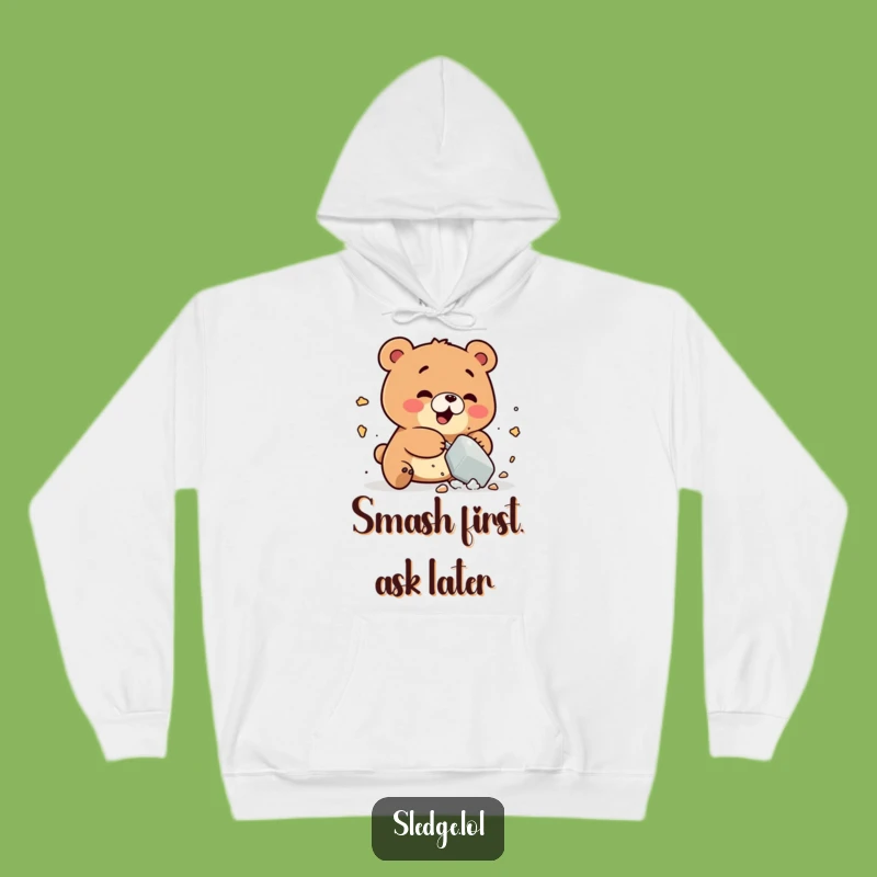Funny Bear Smashing Hoodie: Cozy up with Playful Vibes and Hilarious Comfort