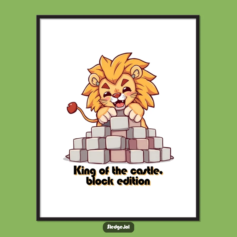 Lion Blocks Art Free Printable - Powerful Funny Downloadable Wall Decor