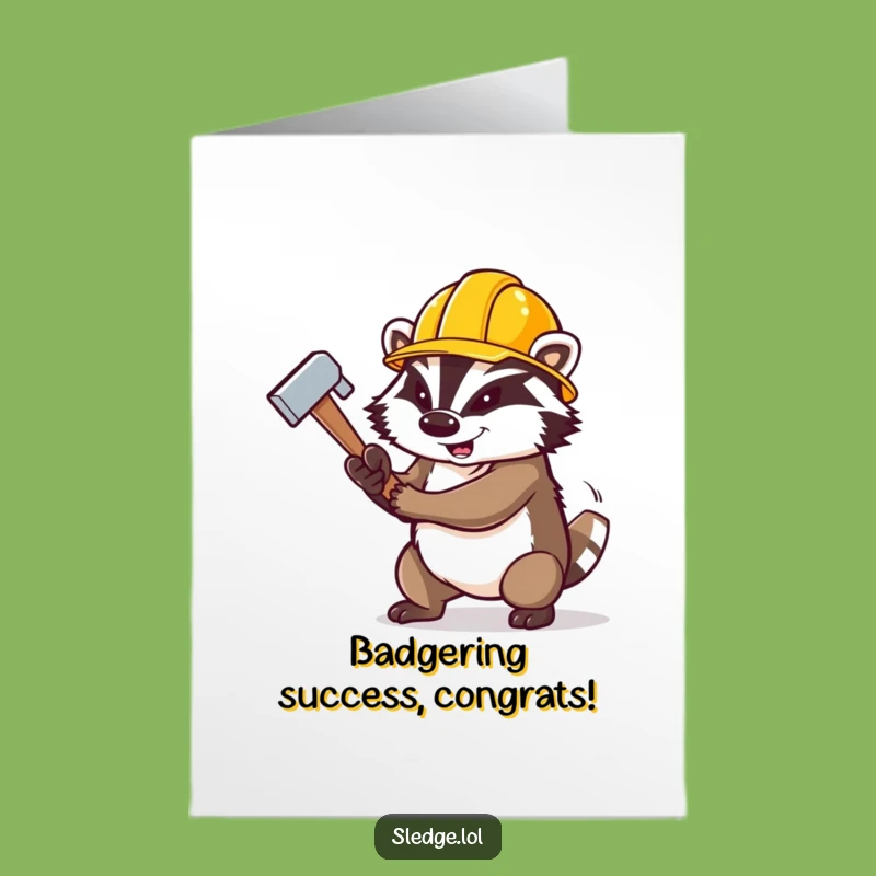 Free Printable Funny Badger Congrats Card - Smashing Success Downloadable Gift
