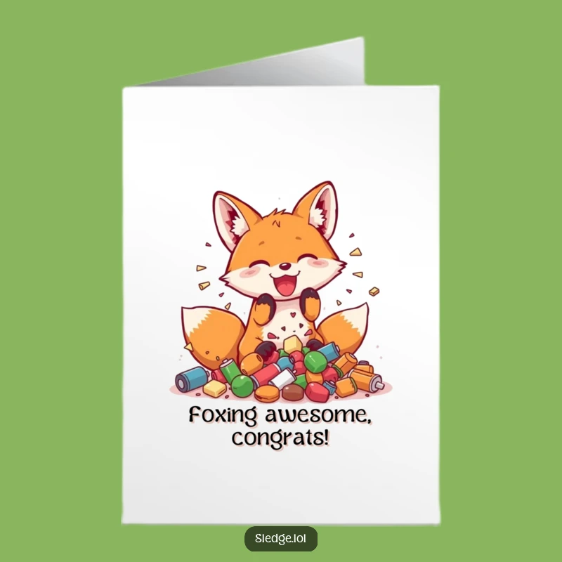 Free Printable Funny Fox Congrats Card - Joyful Destruction Downloadable Gift