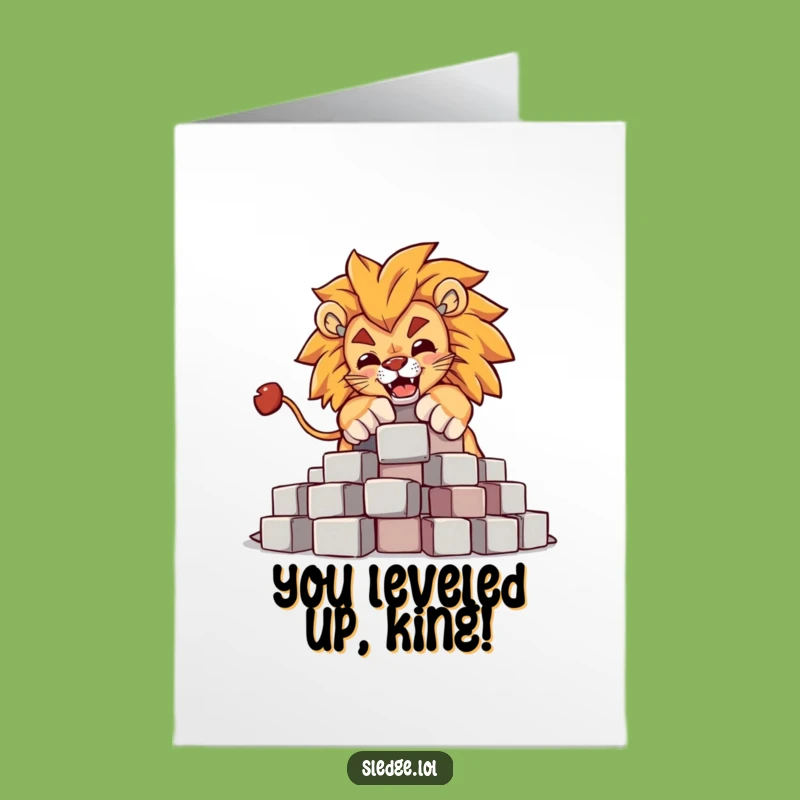 Lion Blocks Congrats Card Free Printable - Majestic Funny Downloadable Greeting